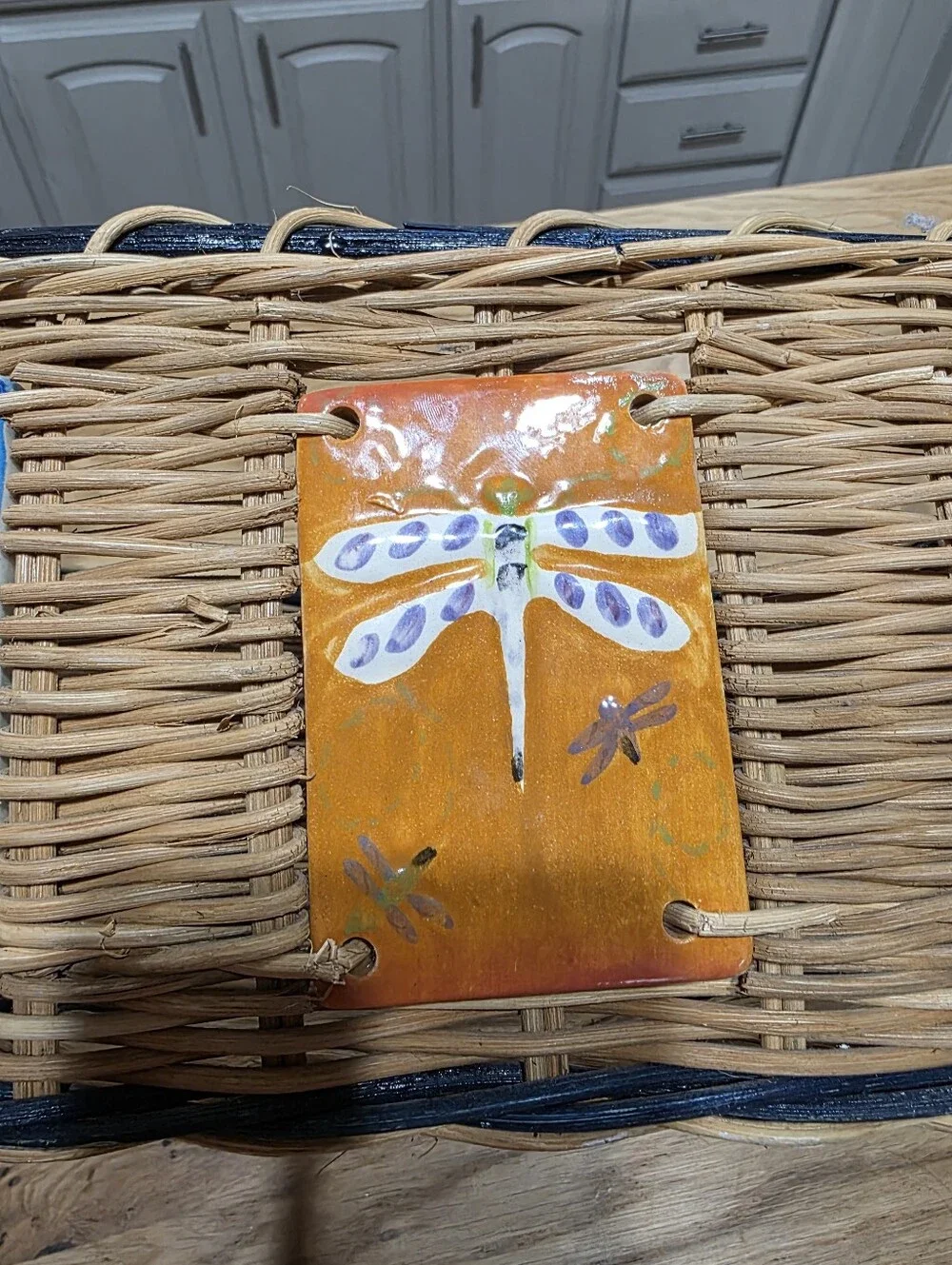 Hand Painted Ceramic Tiled Basket